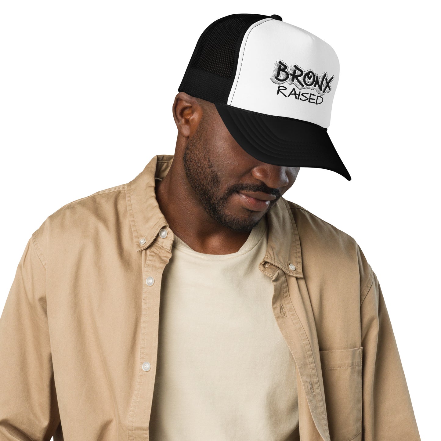 JAZRAE Bronx Raised Stitched Foam trucker hat
