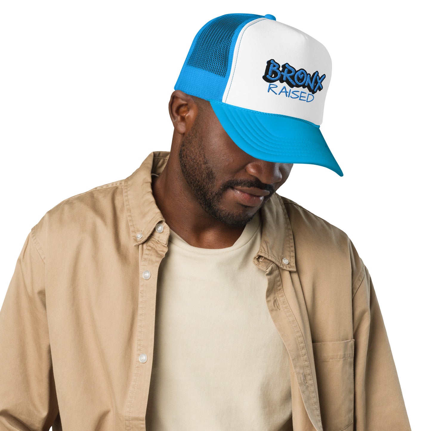 JAZRAE Bronx Raised Stitched Foam trucker hat