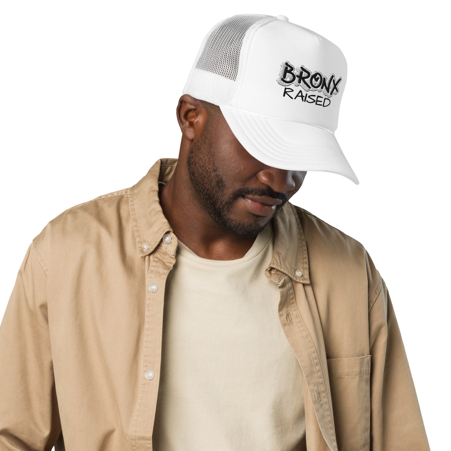 JAZRAE Bronx Raised Stitched Foam trucker hat