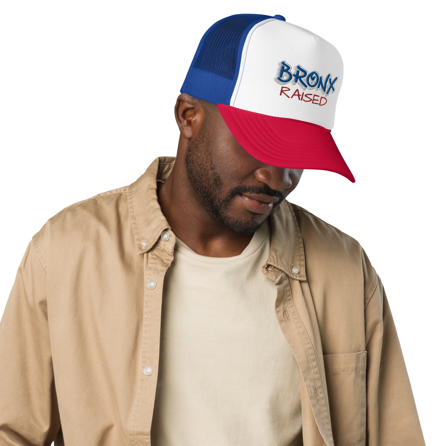 JAZRAE Bronx Raised Stitched Foam trucker hat
