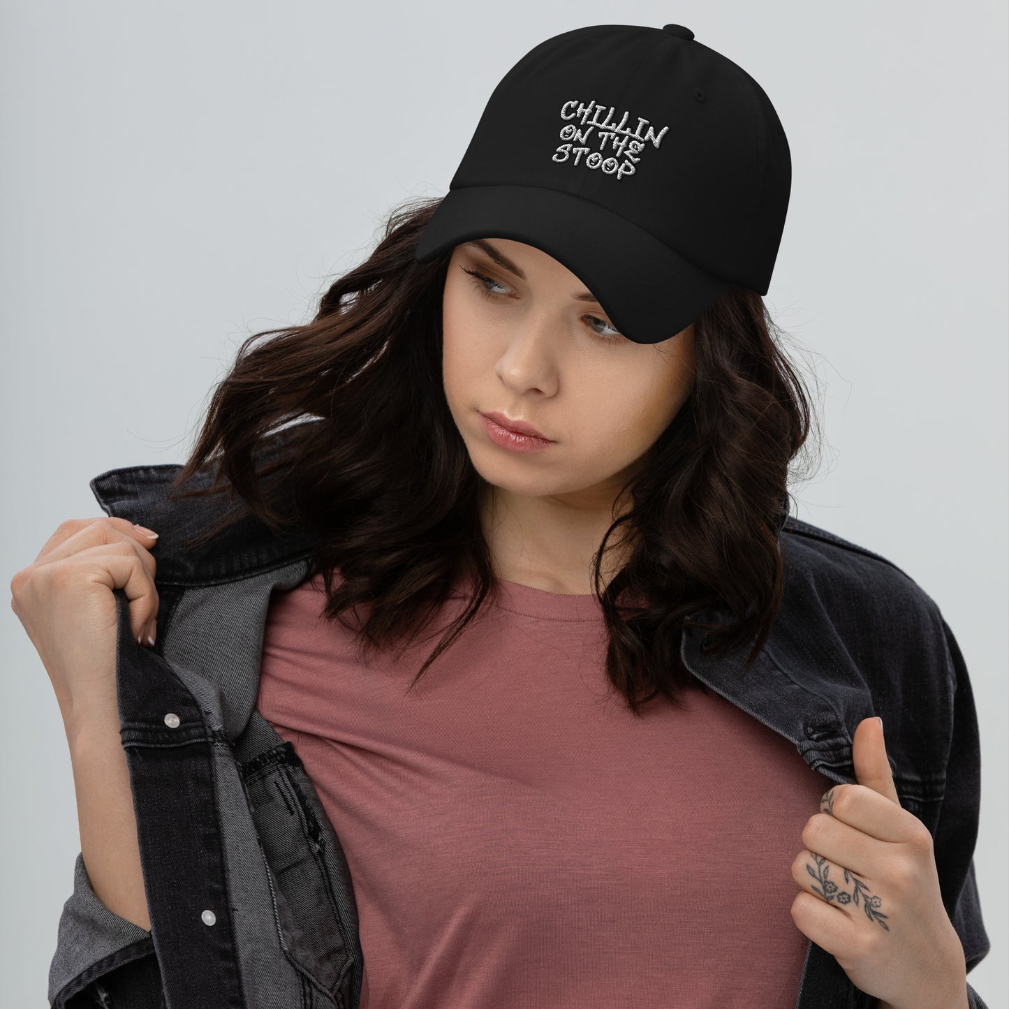 CHILLIN ON THE STOOP[ Stitched Dad hat