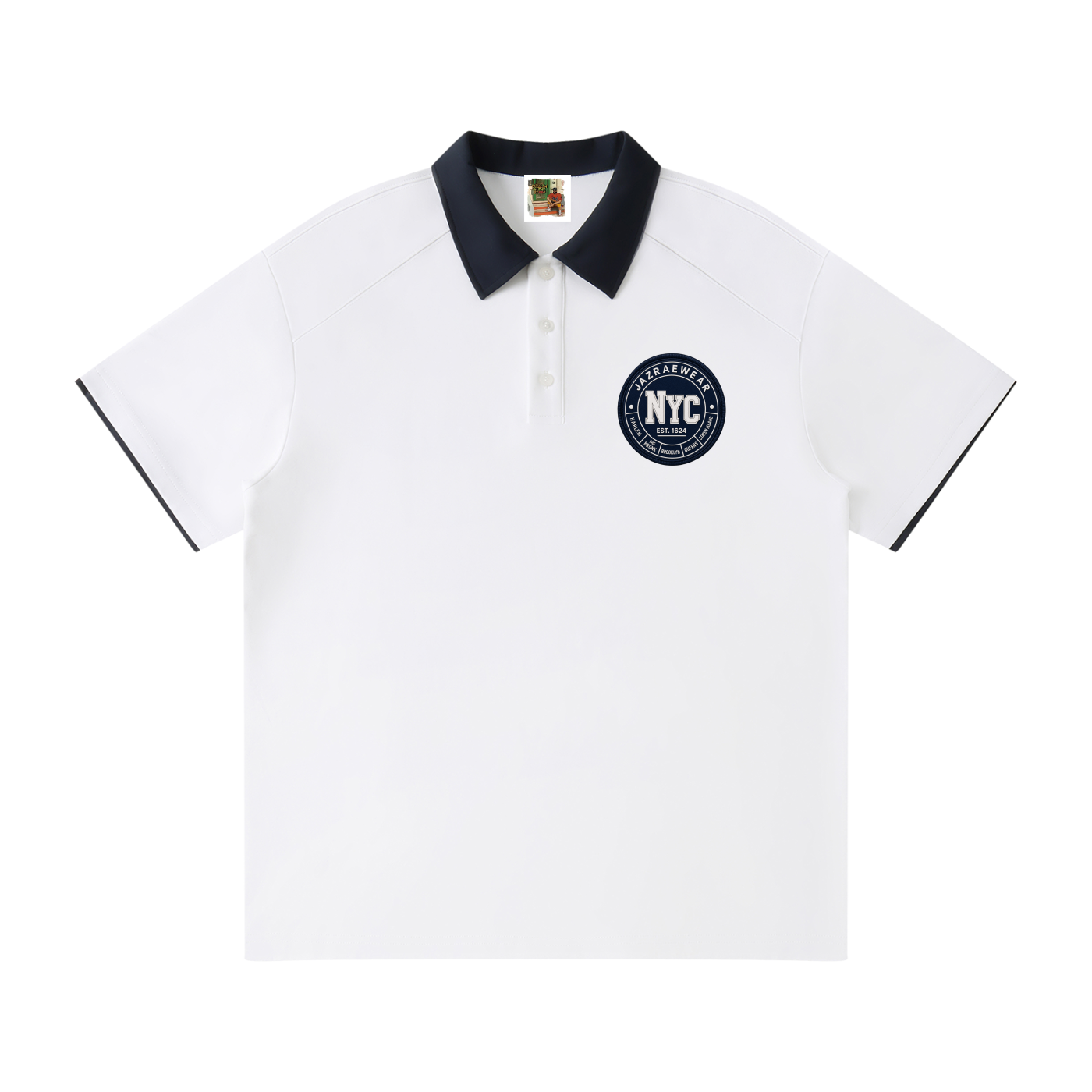 Jazraewear NYC Raised Collar Raglan Polo Shirt