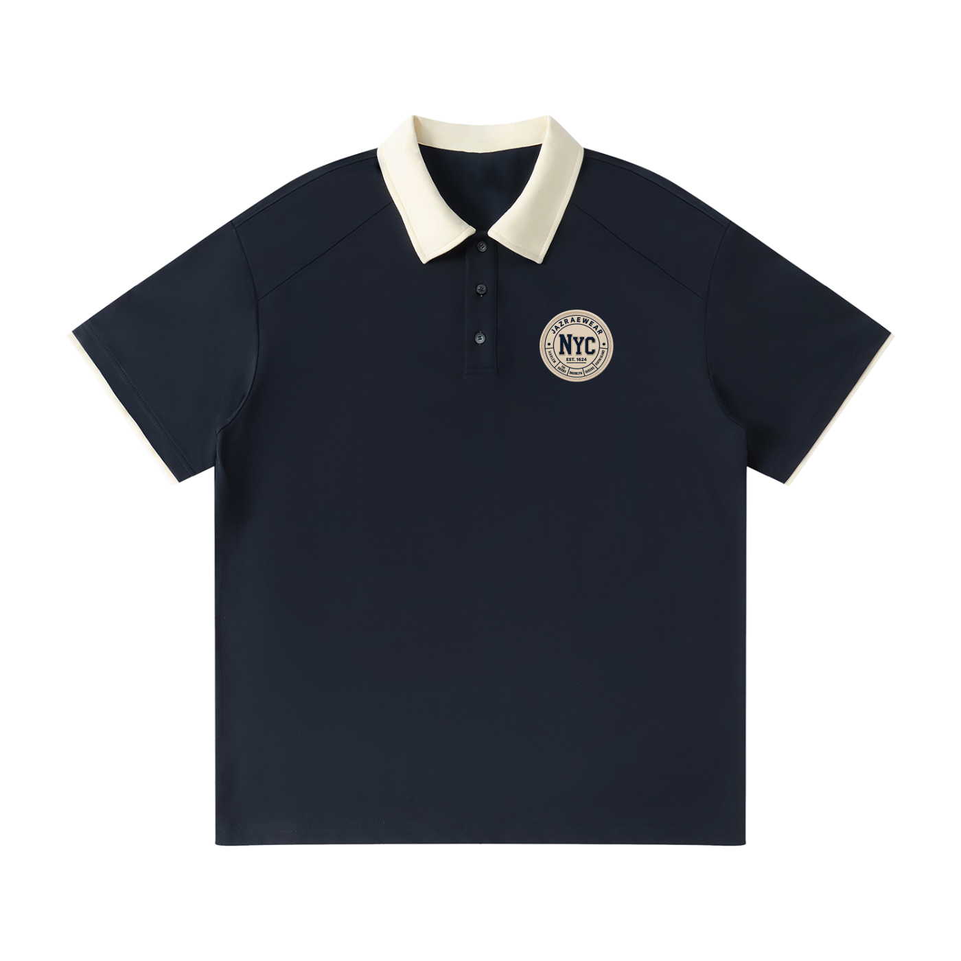 Jazraewear NYC Raised Collar Raglan Polo Shirt