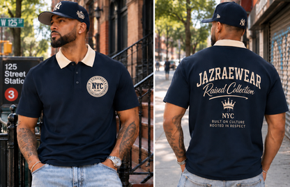 Jazraewear NYC Raised Collar Raglan Polo Shirt