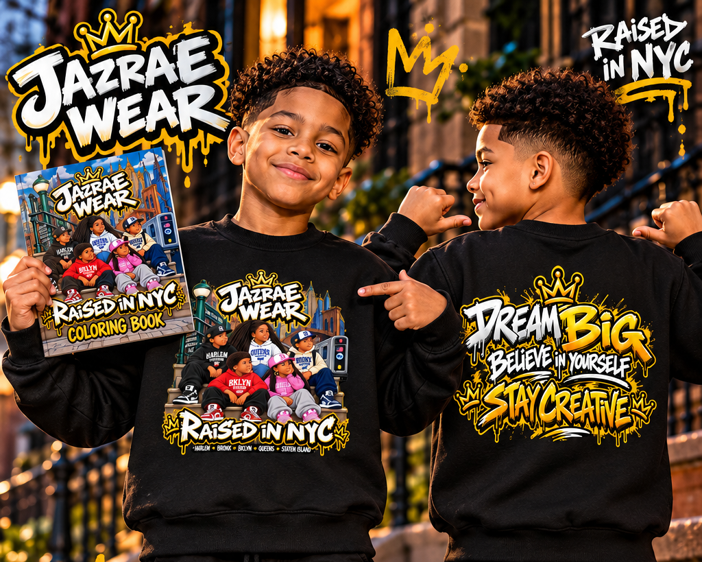 Jazrae Wear Raised in NYC Kids Essential Fleece Crewneck