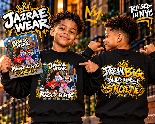 Jazrae Wear Raised in NYC Kids Essential Fleece Crewneck