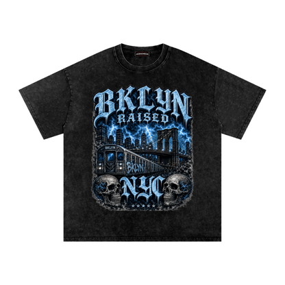 BKLYN Raised Snow Washed Oversized Cotton T-Shirt