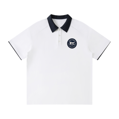 Jazraewear NYC Raised Collar Raglan Polo Shirt
