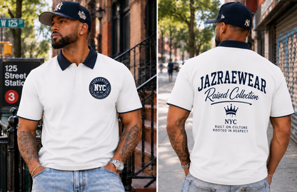 Jazraewear NYC Raised Collar Raglan Polo Shirt