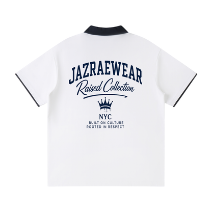 Jazraewear NYC Raised Collar Raglan Polo Shirt