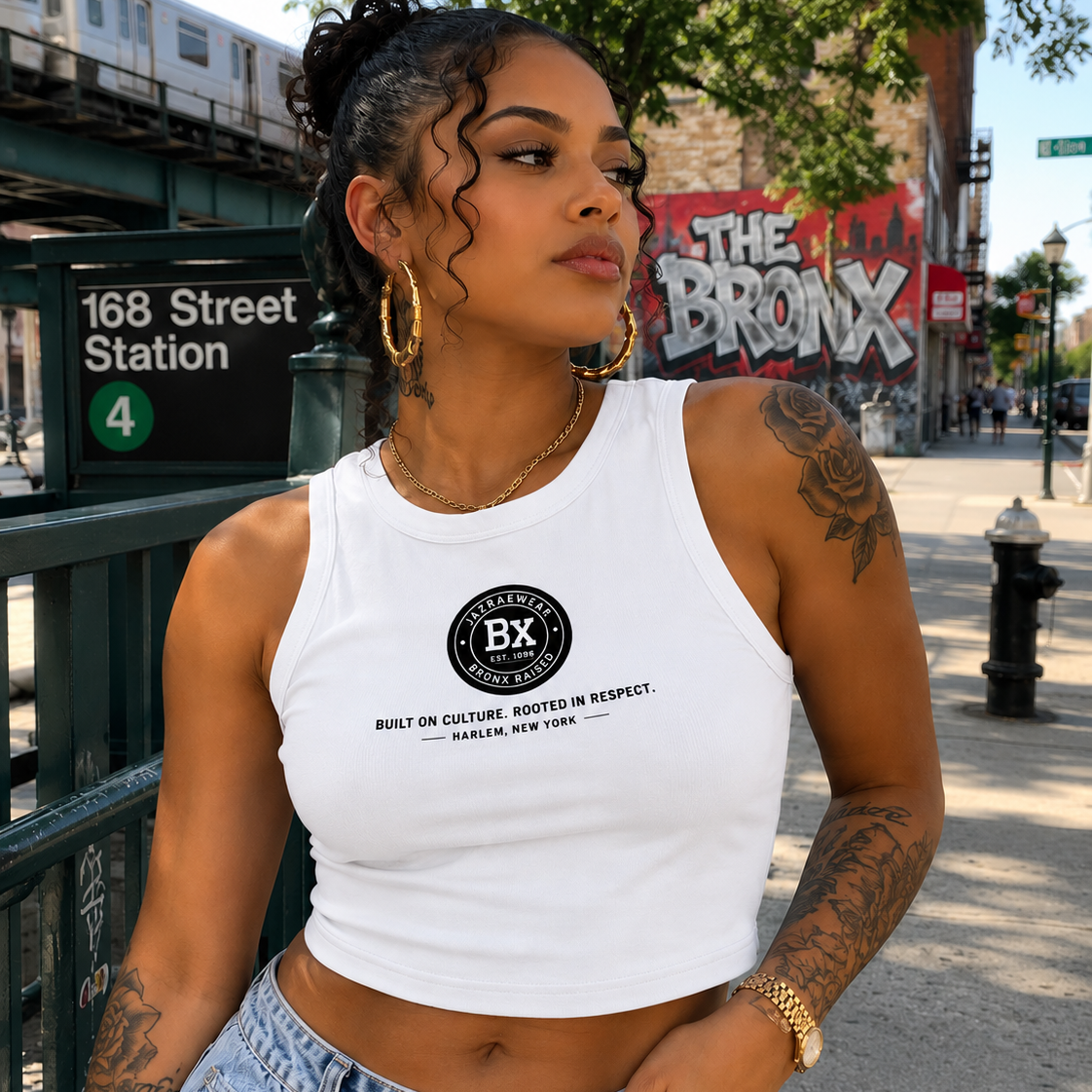 Bronx Rasied Women's Tight Crewneck Crop Tank Top