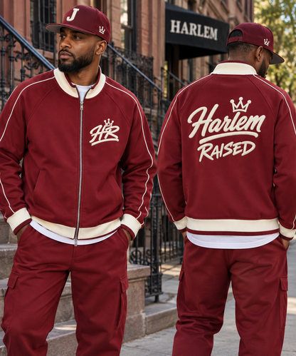 Harlem Raised  Raglan Sleeve Zip Track Jacket