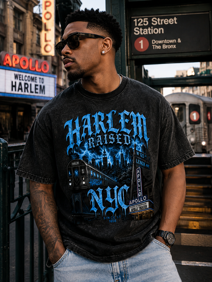 Harlem Raised Snow Washed Oversized Cotton T-Shirt