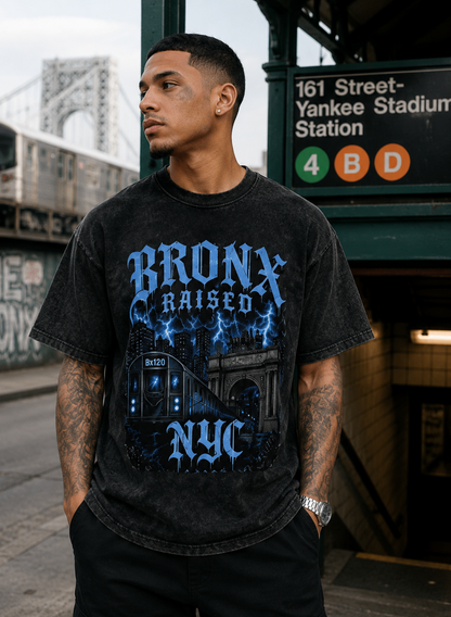 Bronx Raised Snow Washed Oversized Cotton T-Shirt