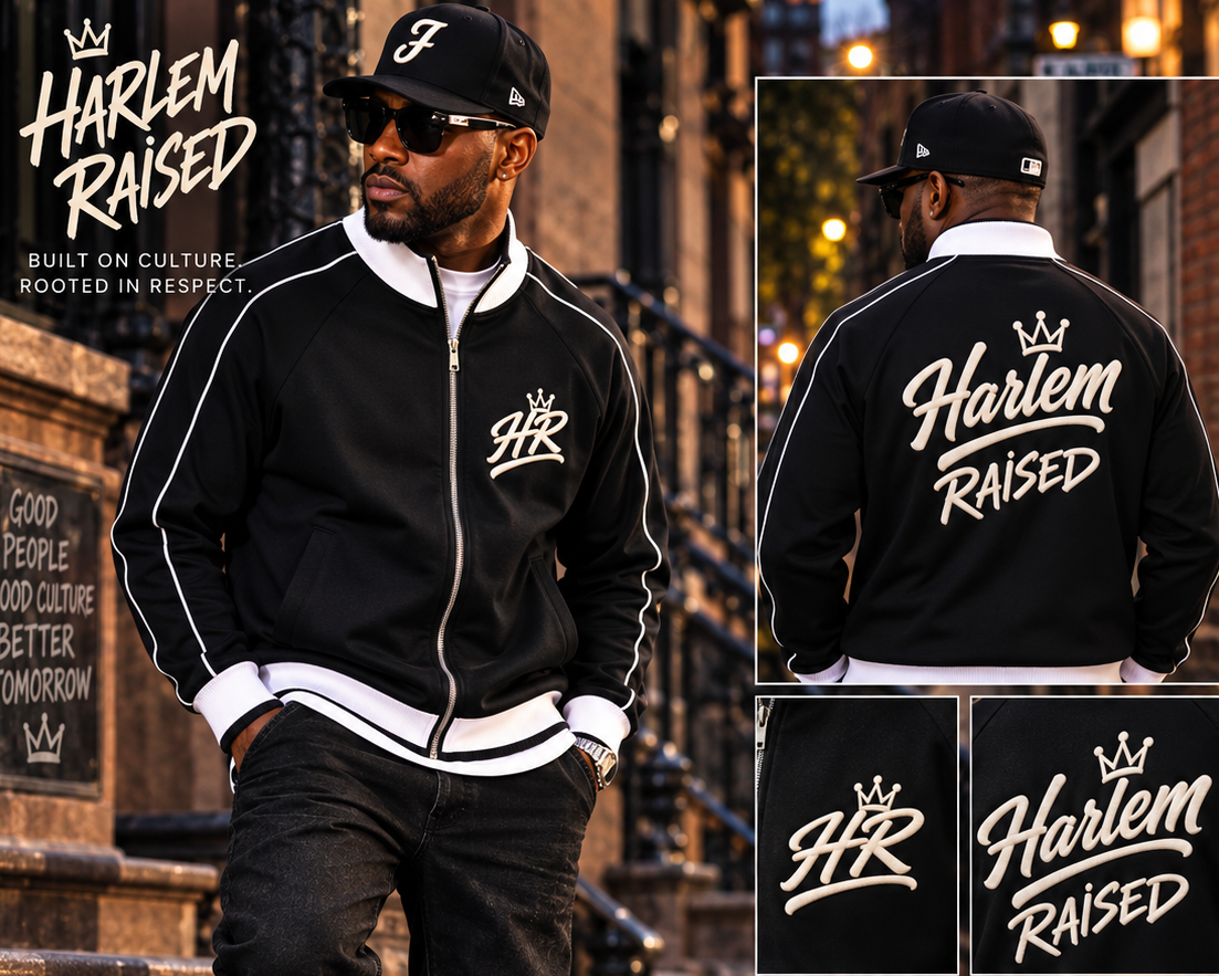 Harlem Raised  Raglan Sleeve Zip Track Jacket