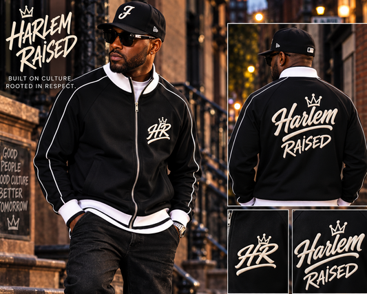 Harlem Raised  Raglan Sleeve Zip Track Jacket