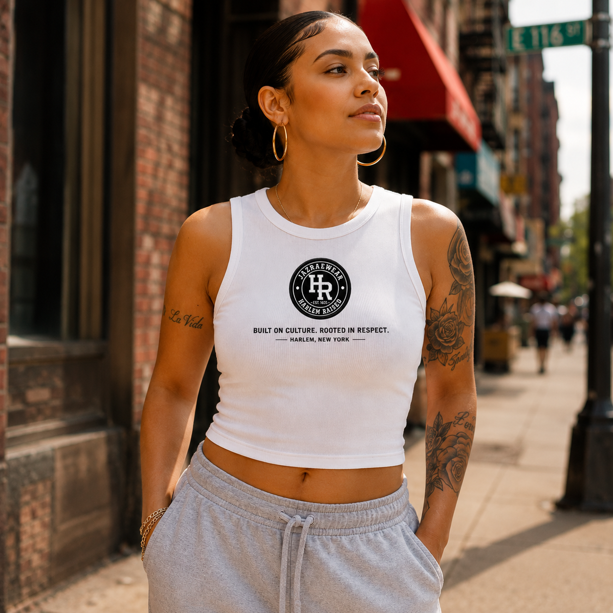 Harlem Raised Women's Tight Crewneck Crop Tank Top