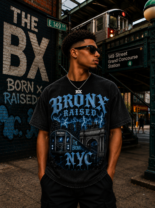 Bronx Raised Snow Washed Oversized Cotton T-Shirt