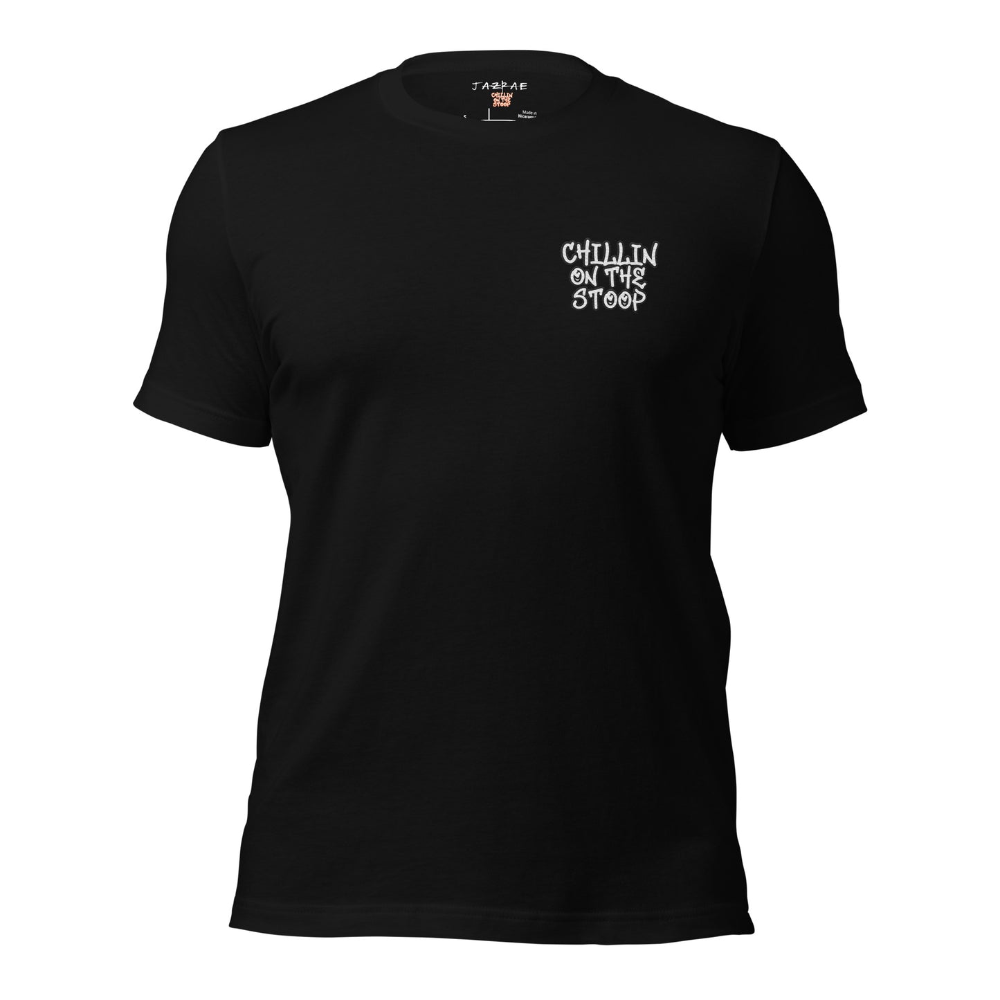 CHILLIN ON THE STOOP Stitched small left side Unisex t-shirt